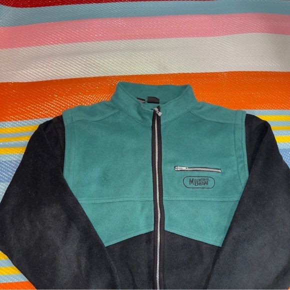 Mountain Dew Teal Black Polar Fleece Full Zip Convertible Jacket Vest Men’s L/XL - Picture 2 of 7